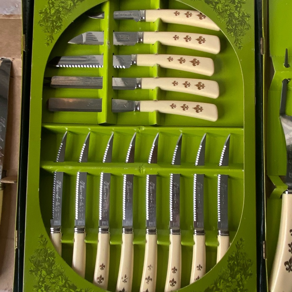 Vintage Fleur-de-lis 19 piece Surgical Stainless Steel Gourmet Cutlery Set
